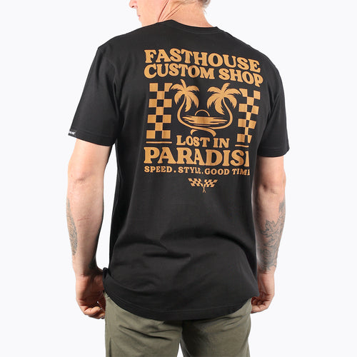 Fasthouse Getaway tee in black, second modeled view
