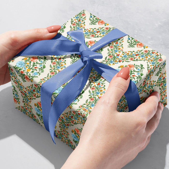 Gift Wrap - Floral Damask Pearl - Recycled Fiber