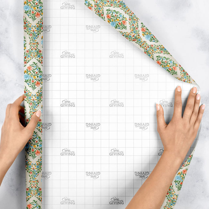 Gift Wrap - Floral Damask Pearl - Recycled Fiber