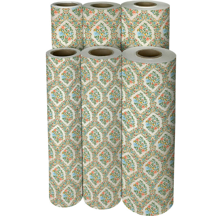Gift Wrap - Floral Damask Pearl - Recycled Fiber