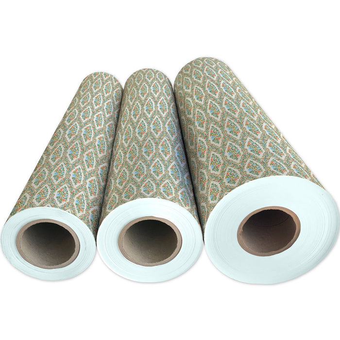 Gift Wrap - Floral Damask Pearl - Recycled Fiber