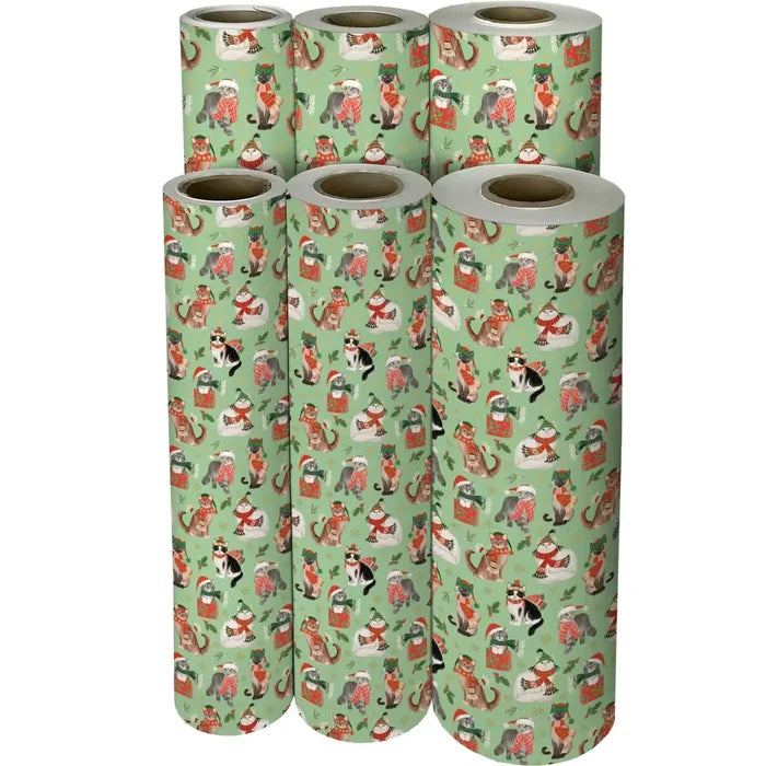 Gift Wrap - Frolicking Felines - Recycled Fiber