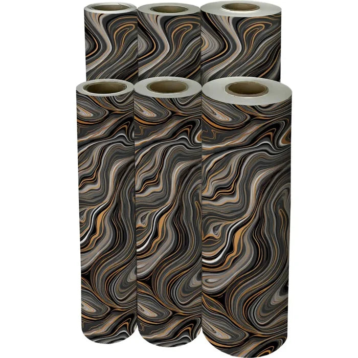 Gift Wrap - Marbleized Black- Recycled Fiber