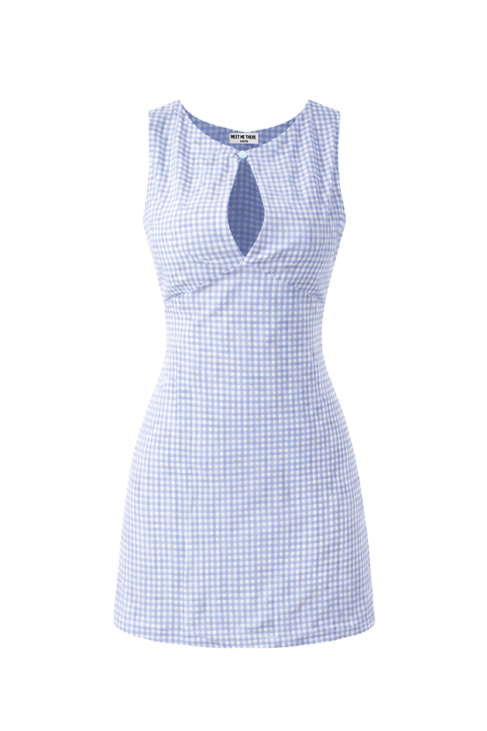 “Gingham” dress blue