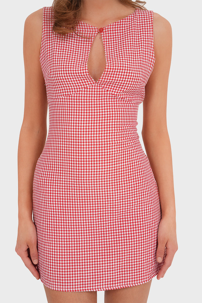 “Gingham” dress red