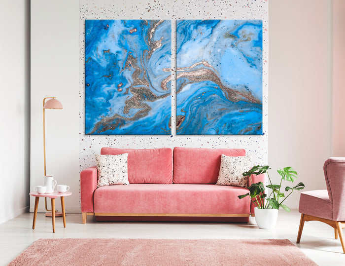 Gold Blue Abstract Canvas Print #1038