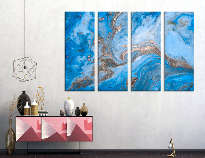 Gold Blue Abstract Canvas Print #1038