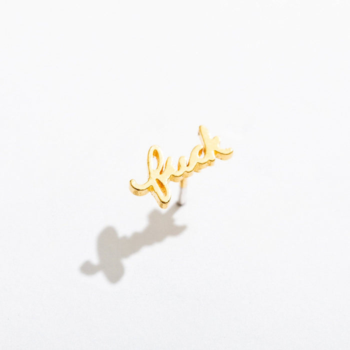 Gold Plated Fuck Stud Earring - Single