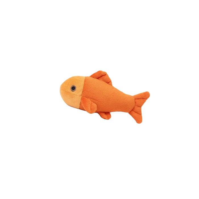 Small Orange Guppy plush toy on white background