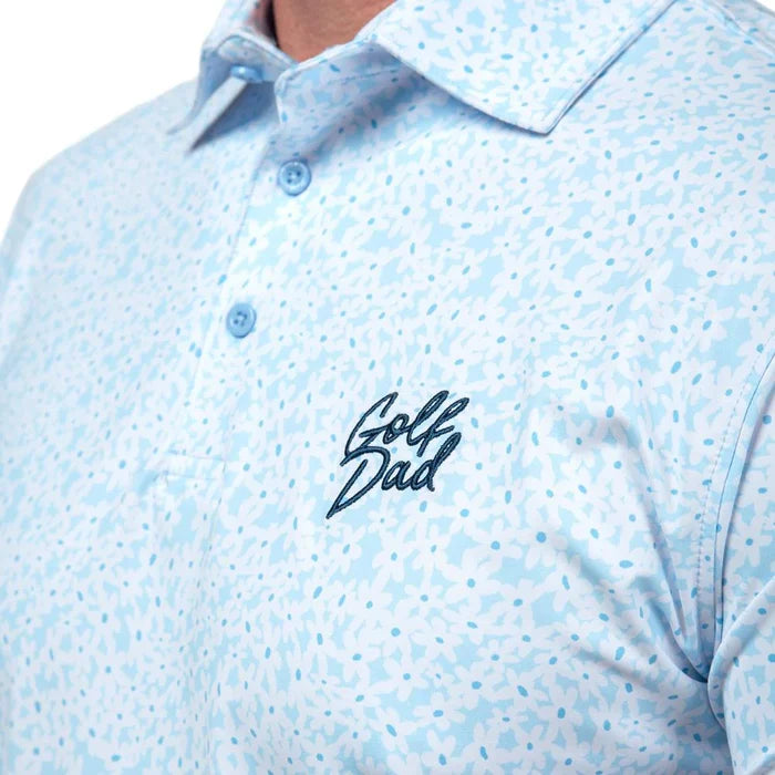 Barstool Sports Golf Dad floral printed polo in powder blue, alternate product view