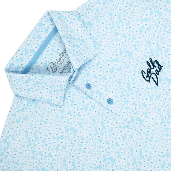 Barstool Sports Golf Dad floral printed polo in powder blue, additional product view