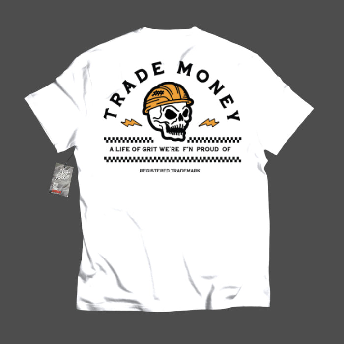 Trade Money Good Times Roll graphic tee in white, big and tall sizing