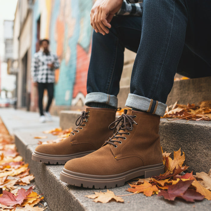 Greenwich Suede Leather Lace up Boots - Tan