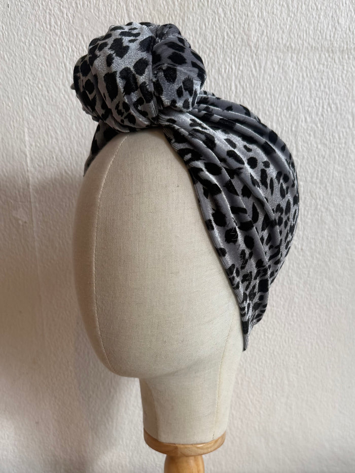 leopard print velvet turban