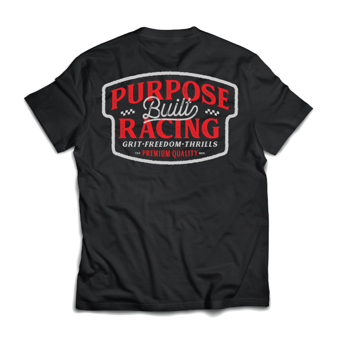 Purpose-Built Grit, Freedom and Thrills graphic tee in black