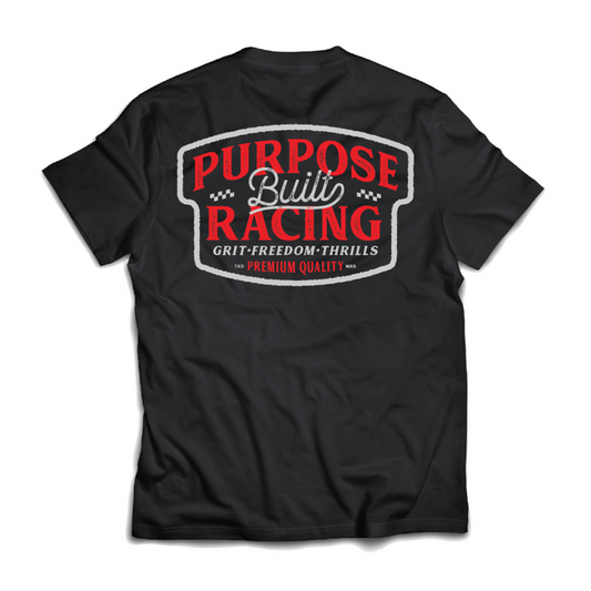 Purpose-Built Grit, Freedom and Thrills graphic tee in black