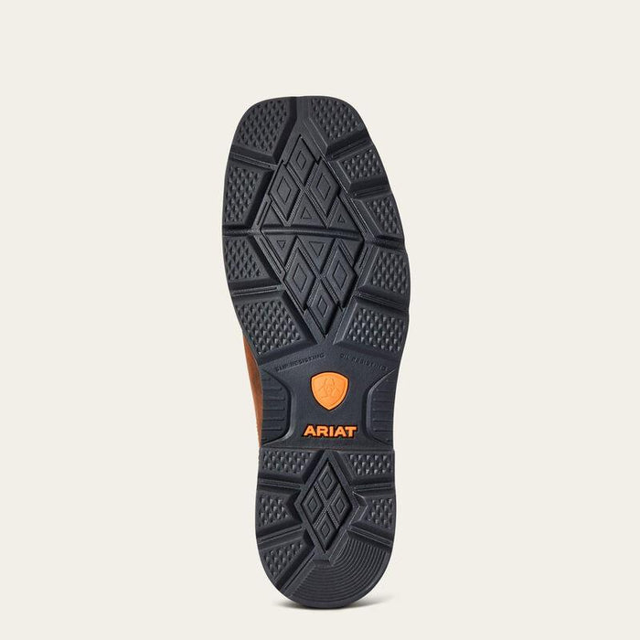 Oil and slip resistant outsole of the Ariat Groundbreaker steel toe boot with 90 degree heel