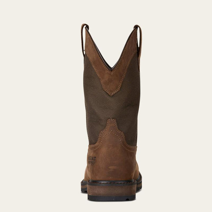 Heel view of the Ariat Groundbreaker waterproof wellington work boot in full grain leather