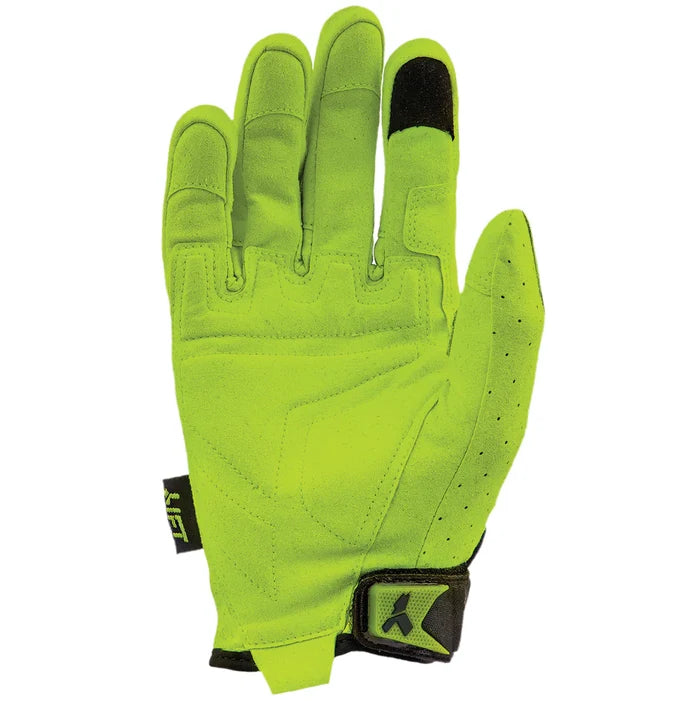 Lift Safety Grunt high visibility work glove, palm view of the grip