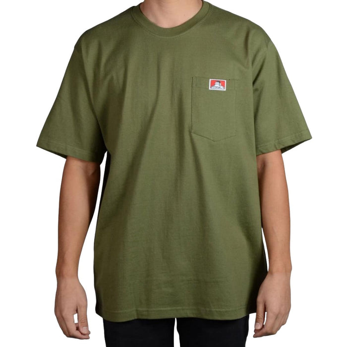 Ben Davis heavy duty short sleeve pocket t-shirt in olive, heavyweight cotton, big and tall