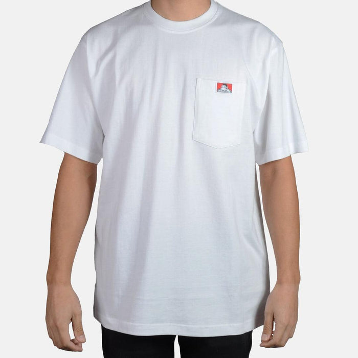 Ben Davis heavy duty short sleeve pocket t-shirt in white, heavyweight cotton, big and tall