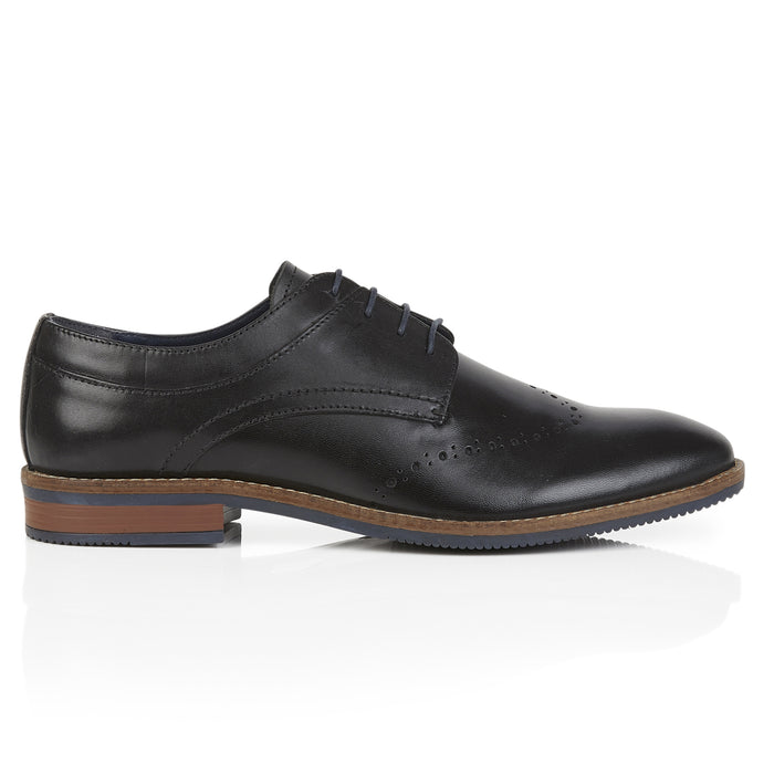 Herbie Leather Brogue Shoes  - Black