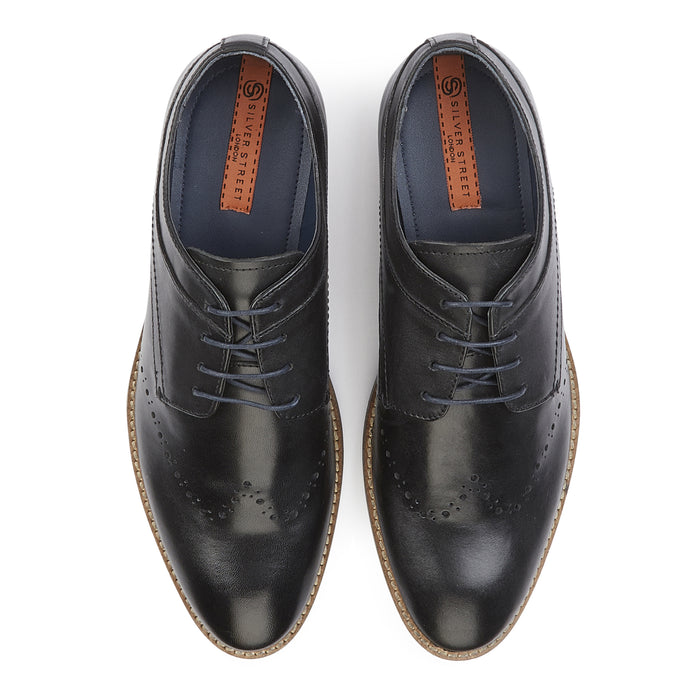 Herbie Leather Brogue Shoes  - Black