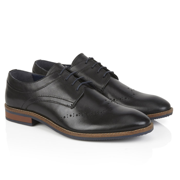 Herbie Leather Brogue Shoes  - Black