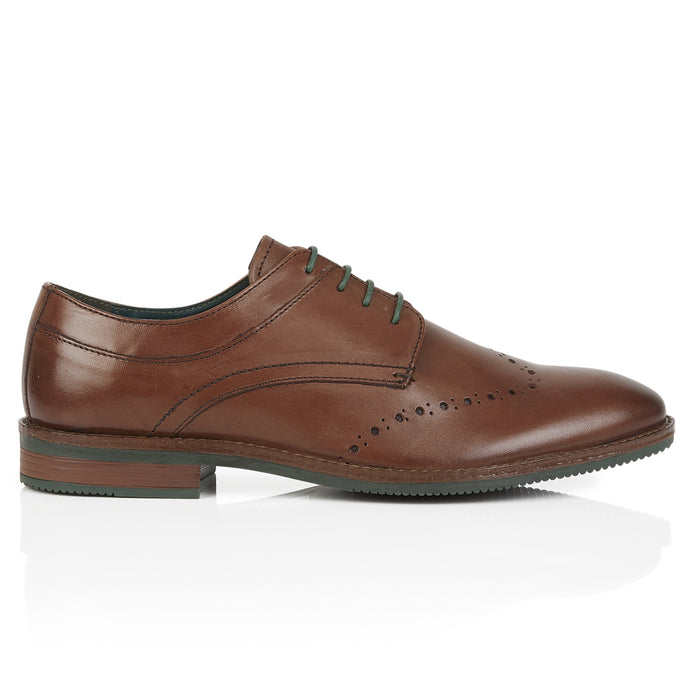 Herbie Leather Brogue Shoes  - Brown