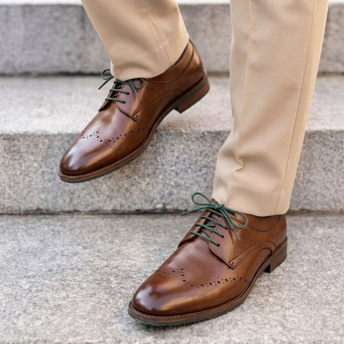 Herbie Leather Brogue Shoes  - Brown