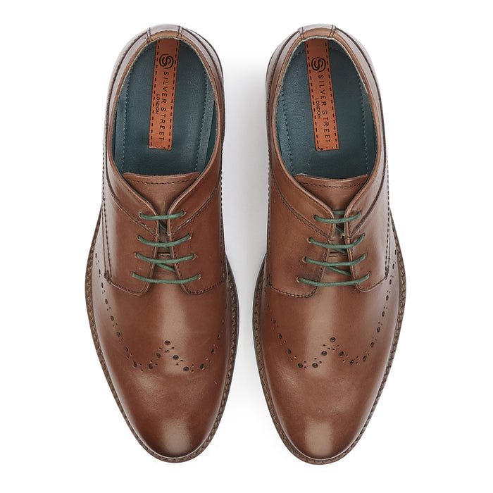 Herbie Leather Brogue Shoes  - Brown