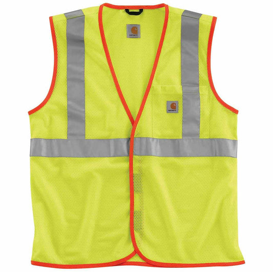 Carhartt ANSI Class 2 high visibility mesh safety vest in brite lime with reflective trim
