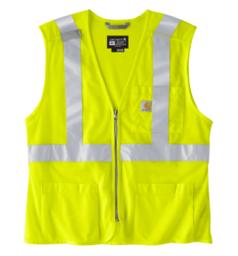 Carhartt high visibility ANSI Class 2 mesh multi-pocket safety vest in brite lime