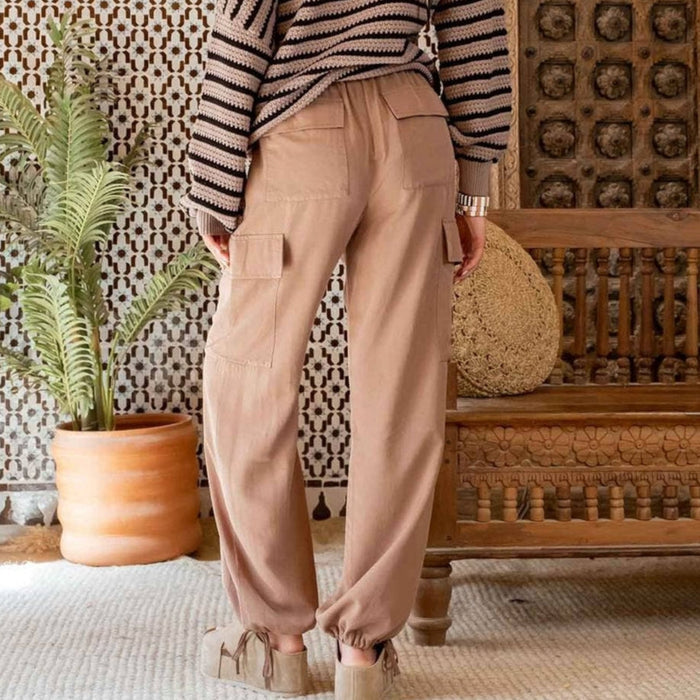 High Waist Drawstring Cargo Pants - 260 Broadway Boutique