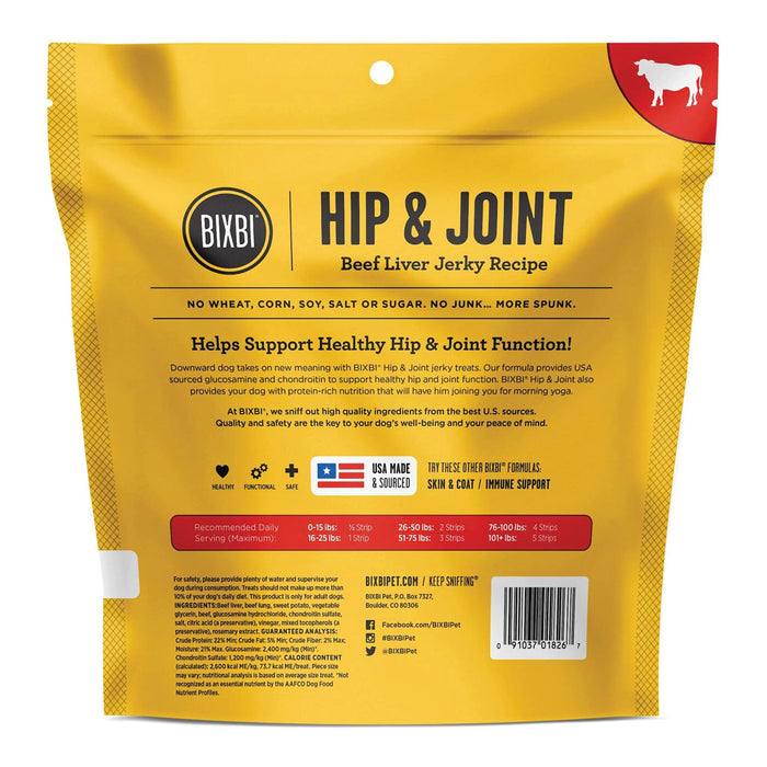 Hip & Joint Beef Jerky 12oz back of bag.