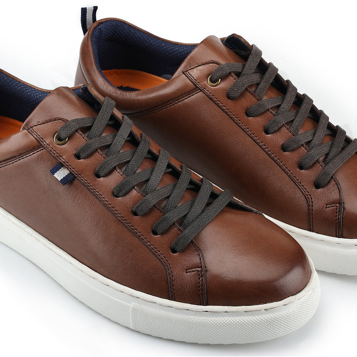 Holden Leather Cup Sole Trainers - Brown