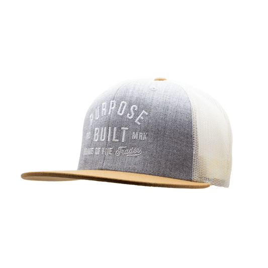 Home of the Trades trademark hat in birch, left three-quarter view
