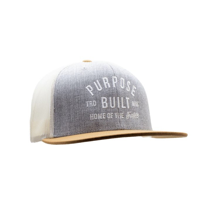 Home of the Trades trademark hat in birch, right three-quarter view