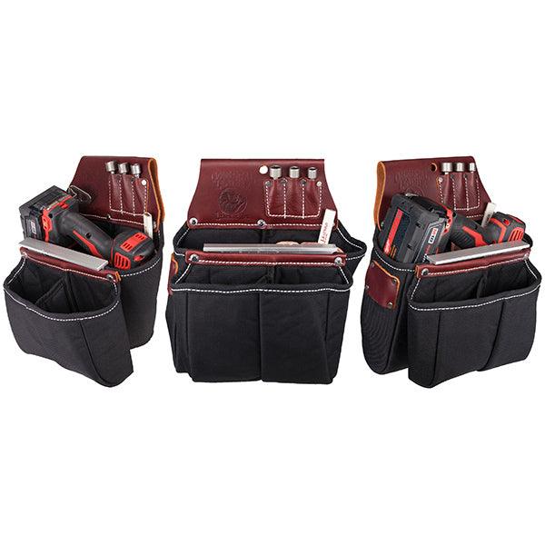 Occidental Leather drill bag shown holding three different power tools