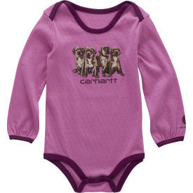 Carhartt infant girls long-sleeve puppy graphic bodysuit in crocus