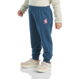 Carhartt infant and toddler girls fleece logo sweatpant in dark denim