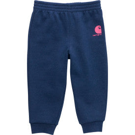 Carhartt toddler girls fleece logo sweatpant in dark denim, additional product image