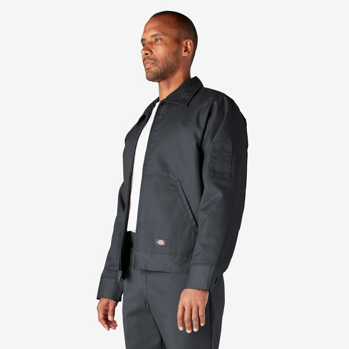 Dickies insulated Eisenhower jacket in charcoal, alternate view of the collar and cuffs