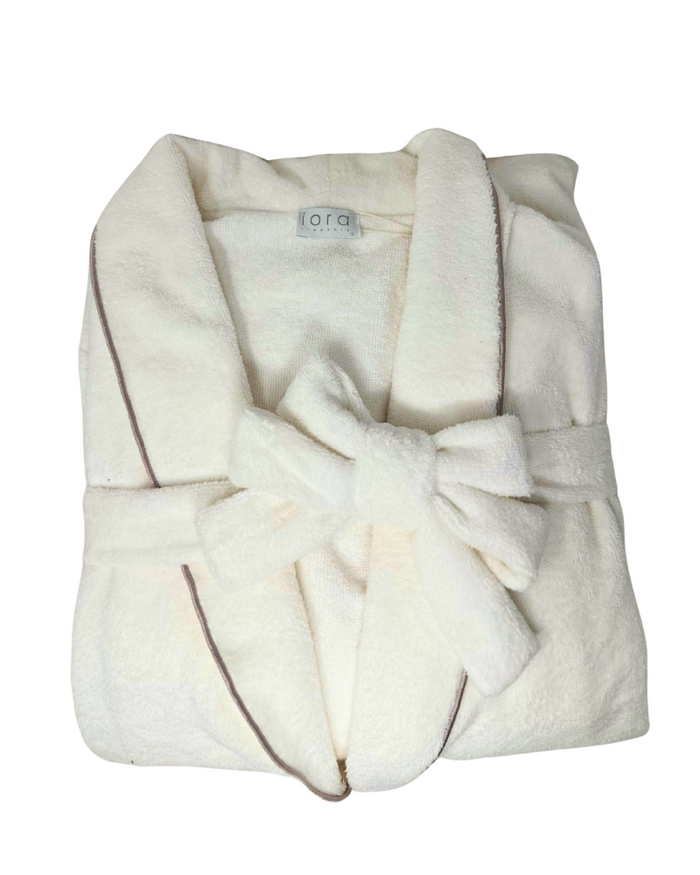 Iora Lingerie White Plush Luxurious Terry Wrap Robe
