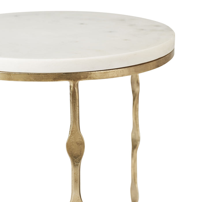 Iron Round Side Table With Marble Top 50cm