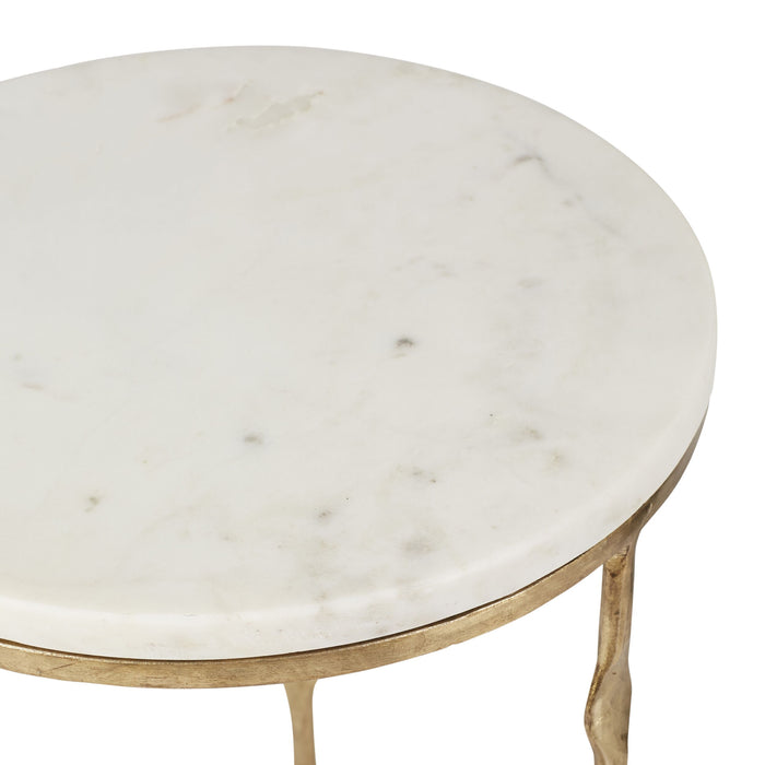 Iron Round Side Table With Marble Top 50cm