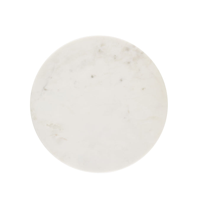 Iron Round Side Table With Marble Top 50cm