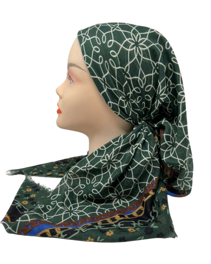 It's Younique Green Chains Designer Inspired Pre-Tied Open Back Bandanna with Velvet Grip Myselflingerie.com