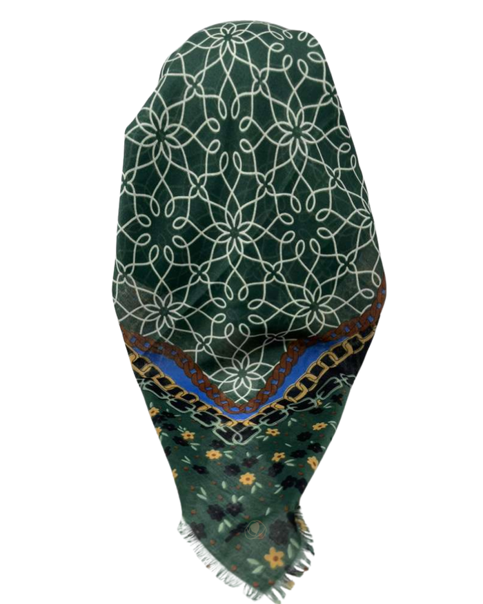 It's Younique Green Chains Designer Inspired Pre-Tied Open Back Bandanna with Velvet Grip Myselflingerie.com