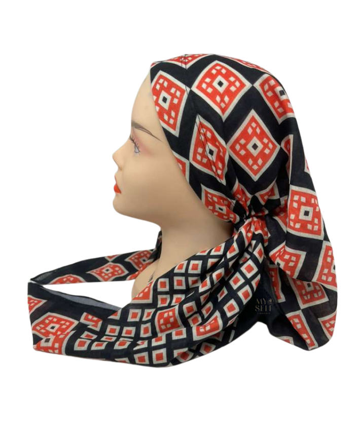 It's Younique OB-SQ-RD Red/White Squares Pre-Tied Open Back Bandanna with Velvet Grip Myselflingerie.com